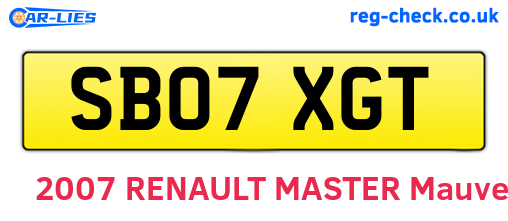 SB07XGT are the vehicle registration plates.