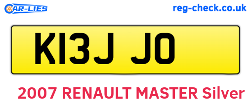 K13JJO are the vehicle registration plates.