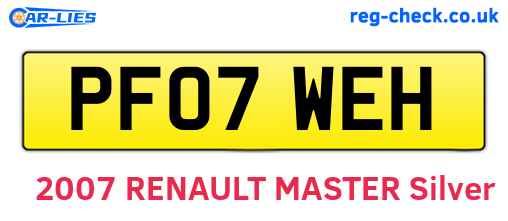 PF07WEH are the vehicle registration plates.