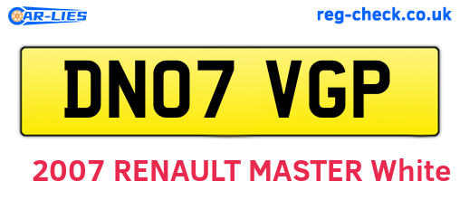 DN07VGP are the vehicle registration plates.