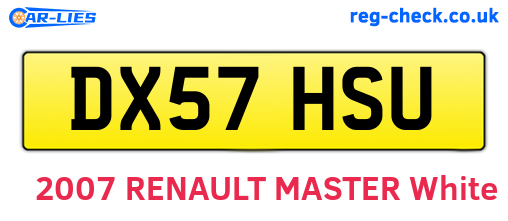 DX57HSU are the vehicle registration plates.