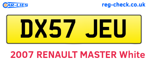DX57JEU are the vehicle registration plates.
