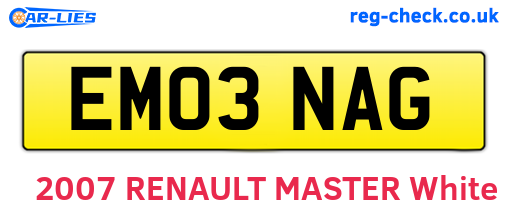 EM03NAG are the vehicle registration plates.