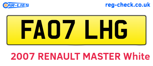 FA07LHG are the vehicle registration plates.