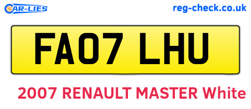 FA07LHU are the vehicle registration plates.