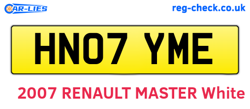 HN07YME are the vehicle registration plates.