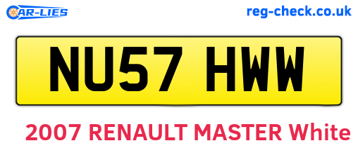 NU57HWW are the vehicle registration plates.