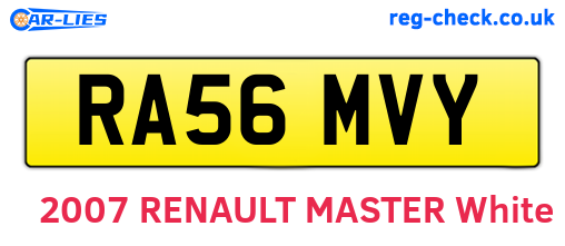 RA56MVY are the vehicle registration plates.