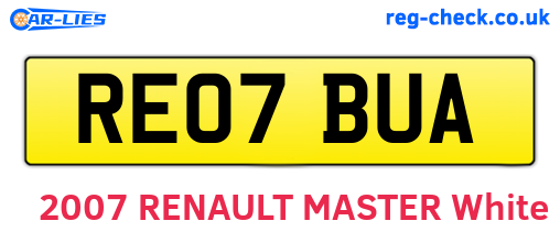 RE07BUA are the vehicle registration plates.
