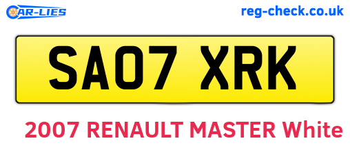 SA07XRK are the vehicle registration plates.