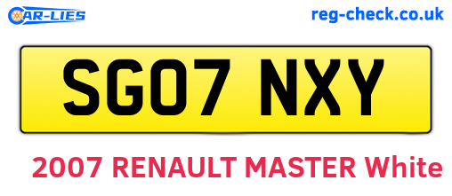 SG07NXY are the vehicle registration plates.