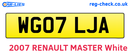 WG07LJA are the vehicle registration plates.