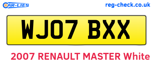 WJ07BXX are the vehicle registration plates.