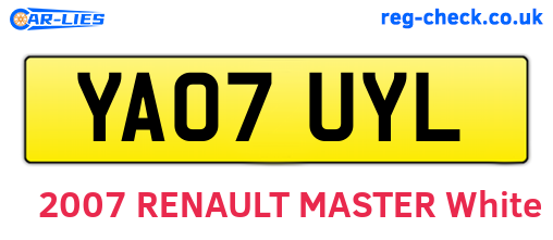 YA07UYL are the vehicle registration plates.