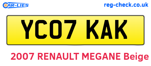 YC07KAK are the vehicle registration plates.