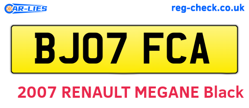 BJ07FCA are the vehicle registration plates.