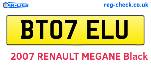 BT07ELU are the vehicle registration plates.