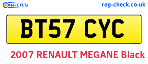 BT57CYC are the vehicle registration plates.