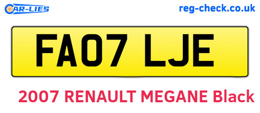 FA07LJE are the vehicle registration plates.