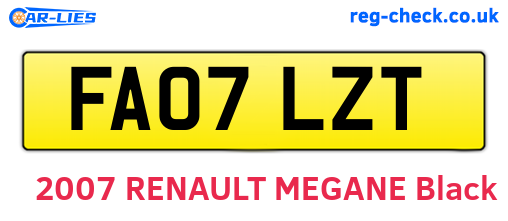FA07LZT are the vehicle registration plates.
