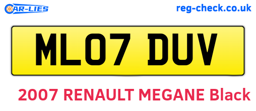 ML07DUV are the vehicle registration plates.