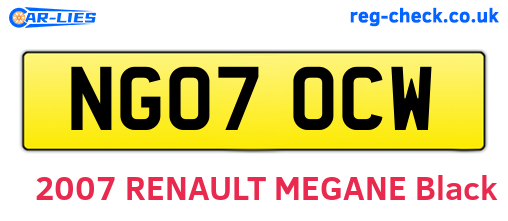 NG07OCW are the vehicle registration plates.