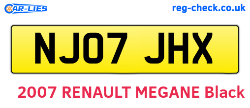 NJ07JHX are the vehicle registration plates.
