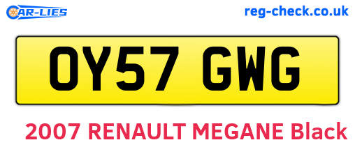 OY57GWG are the vehicle registration plates.