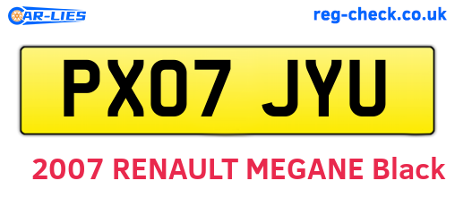 PX07JYU are the vehicle registration plates.
