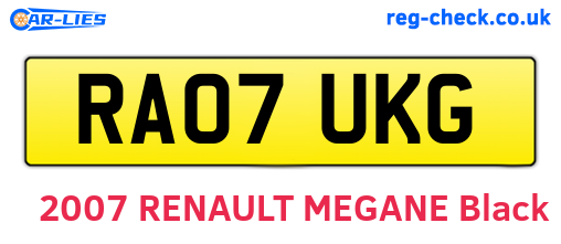 RA07UKG are the vehicle registration plates.
