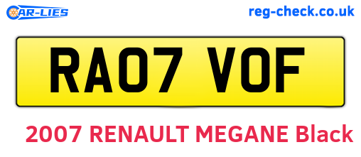 RA07VOF are the vehicle registration plates.