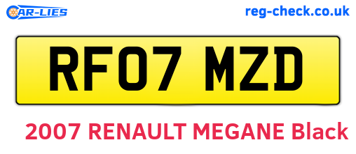 RF07MZD are the vehicle registration plates.
