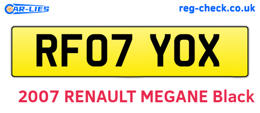 RF07YOX are the vehicle registration plates.
