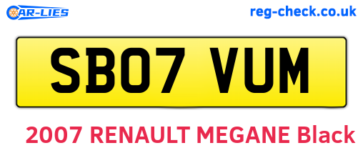 SB07VUM are the vehicle registration plates.