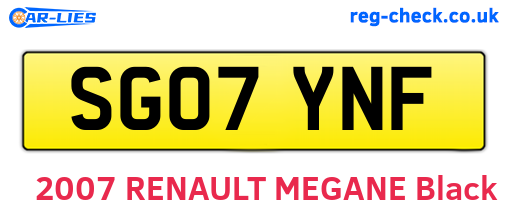 SG07YNF are the vehicle registration plates.