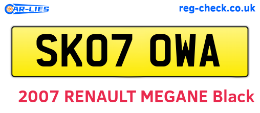 SK07OWA are the vehicle registration plates.