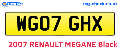 WG07GHX are the vehicle registration plates.