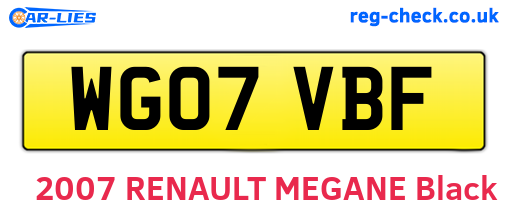 WG07VBF are the vehicle registration plates.
