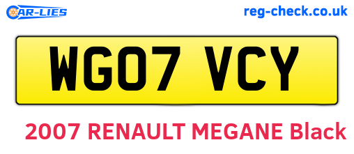 WG07VCY are the vehicle registration plates.
