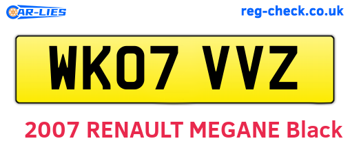 WK07VVZ are the vehicle registration plates.
