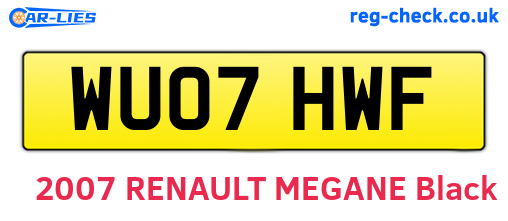 WU07HWF are the vehicle registration plates.