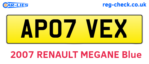 AP07VEX are the vehicle registration plates.