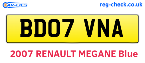 BD07VNA are the vehicle registration plates.