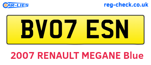 BV07ESN are the vehicle registration plates.