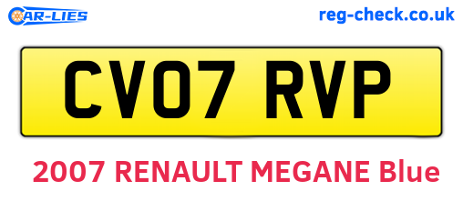 CV07RVP are the vehicle registration plates.