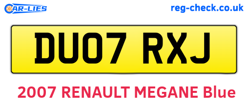 DU07RXJ are the vehicle registration plates.