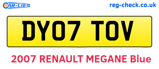 DY07TOV are the vehicle registration plates.