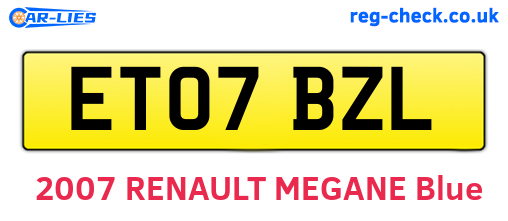 ET07BZL are the vehicle registration plates.