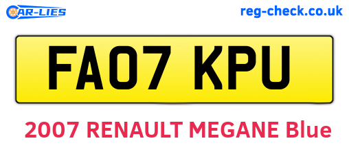 FA07KPU are the vehicle registration plates.