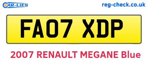 FA07XDP are the vehicle registration plates.